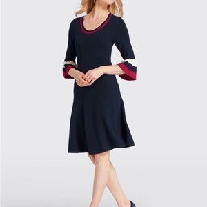 Draper James French Colors Stripe Bell-Sleeve Sweater Dress Retail $150 Medium